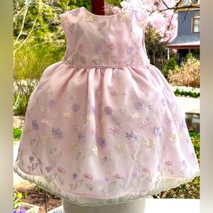 LOVELY Pink Dress 3-6 mos 🌸🌼🌸Spring EUC lace satin Sister set w diaper cover